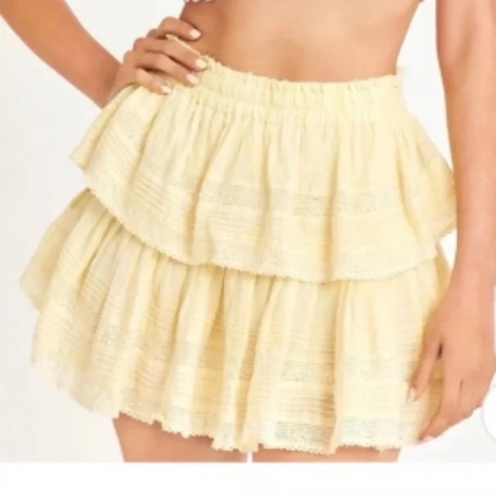 LoveShackFancy Yellow Mini Skirt